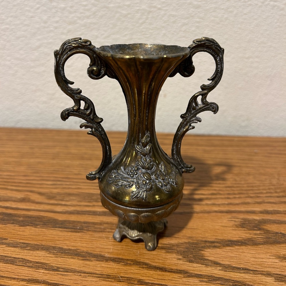 Vintage Italian Love-Handle Bronze Decorative Vase